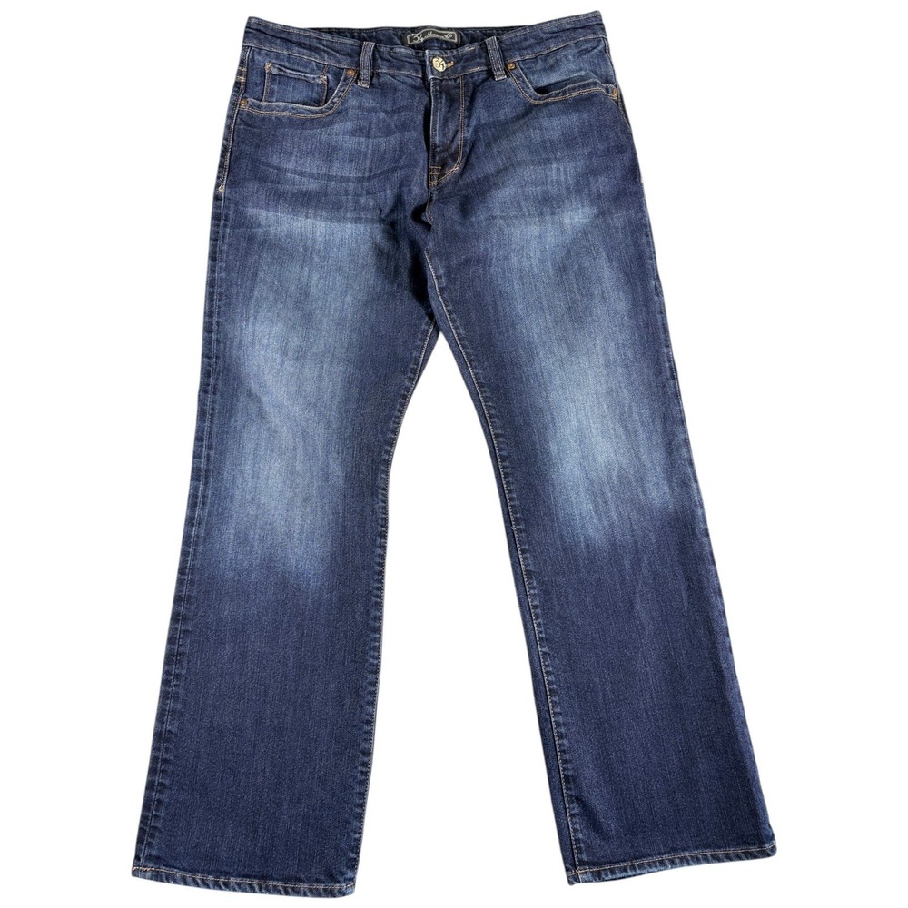34 Heritage Jeans Mens 36x32 Blue Relaxed Midrise Straight Premium Faded Western